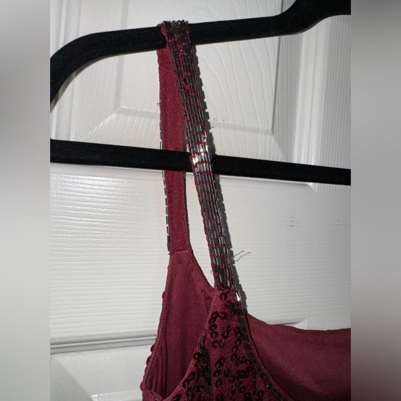 👗 NWT! Mac Duggal Sequin & Bead Midi Red Slip Dress - Picture 14 of 16